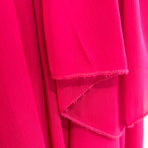 Girls Fuchsia dress Chiffon with asymetric Ruffle - Picture 5 of 12